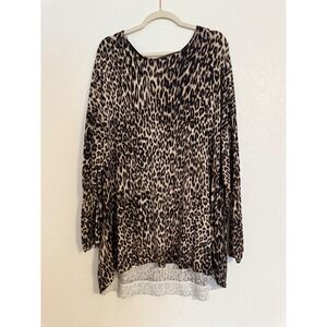 Cable &‎ Gauge Woman 3X Leopard Print Long Sleeve Tunic Top